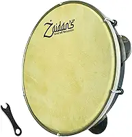 Zaidan’s Pandeiro 10' Pele de Couro Caprino – Corpo ABS Preto, 5 Pares de Platinelas, Chave de Afinação – Timbre Encorpado para Samba, Pagode e Ensaios
