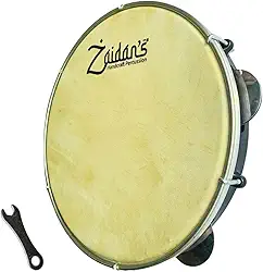 Zaidan’s Pandeiro 10" Pele de Couro Caprino – Corpo ABS Preto, 5 Pares de Platinelas, Chave de Afinação – Timbre Encorpado para Samba, Pagode e Ensaios
