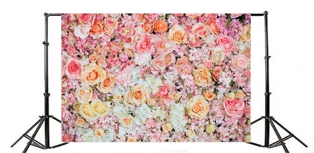 YongFoto Fotohintergrund – 3 X 2,4 M, Mit Blumen & Holztür-Motiv, Vinyl, Für Shootings, Partys & Raumdeko