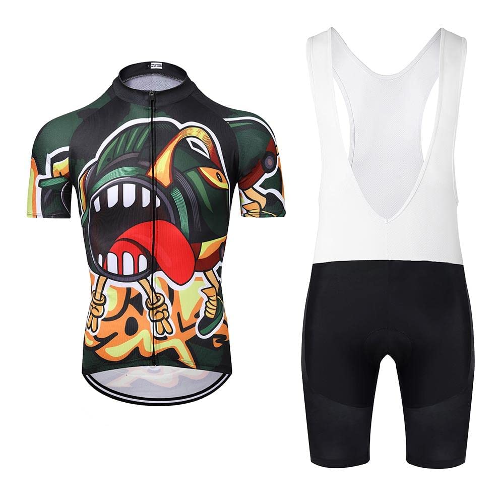 Tuta Da Ciclismo Uomo SUDUSUDO – Maglia Manica Corta E Salopette Con Cuscinetto Gel 20D, Traspirante E Asciugatura Veloce