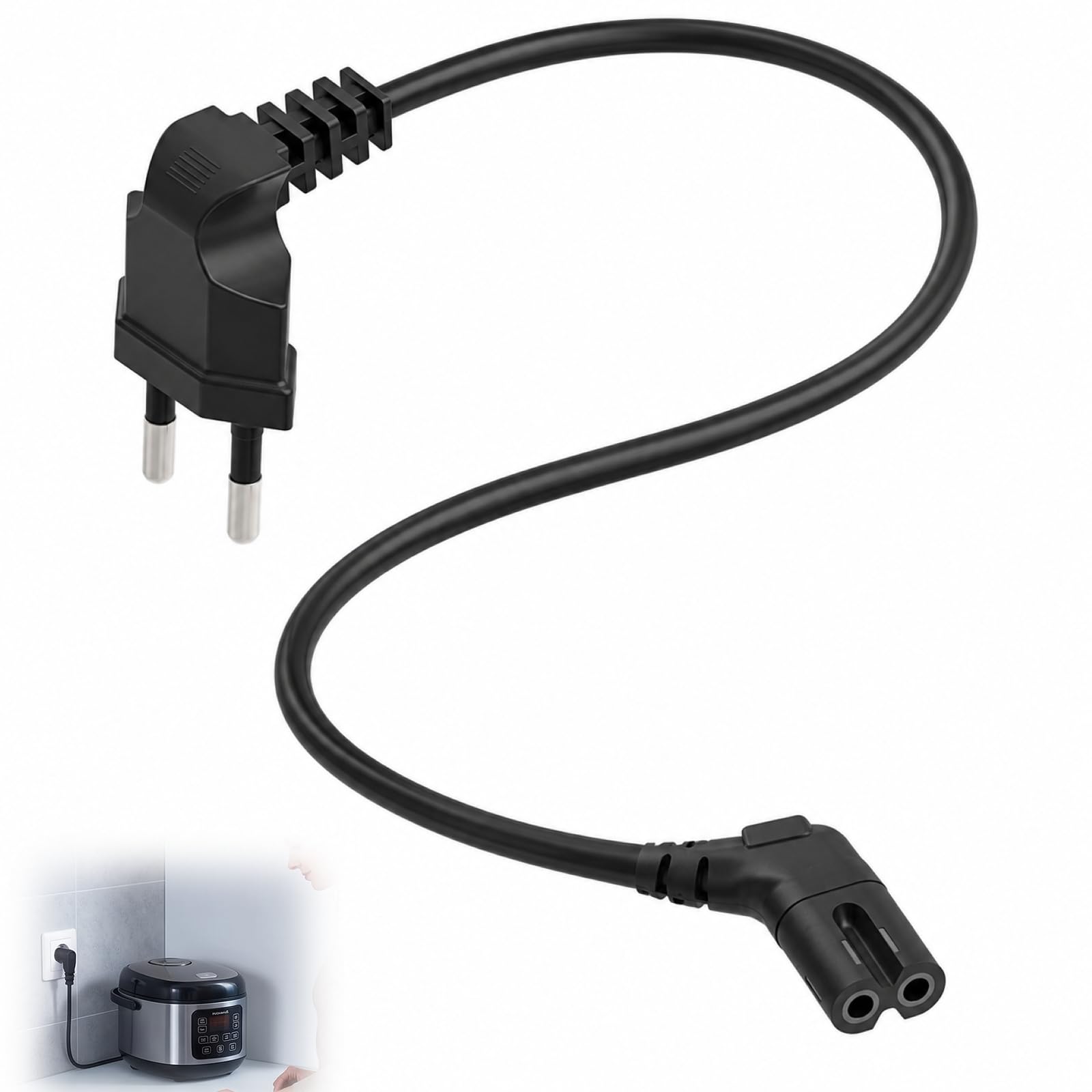 Stromkabel für Fernseher, C7-Ersatzstecker, 2-polige Steckdose mit 90-Grad-Winkelstecker für Wandmontage, LG, TCL, Apple, kompatibel mit LED LCD Smart, hohe Sicherheit, langlebig