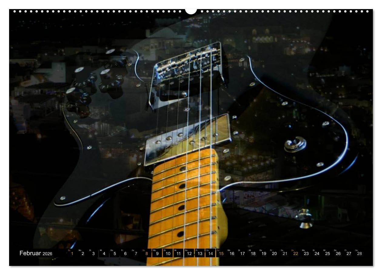 Mystische Gitarren (Wandkalender 2026 DIN A2 quer), CALVENDO Monatskalender: Gitarren präsentiert im außergewöhnlichen Kontext.