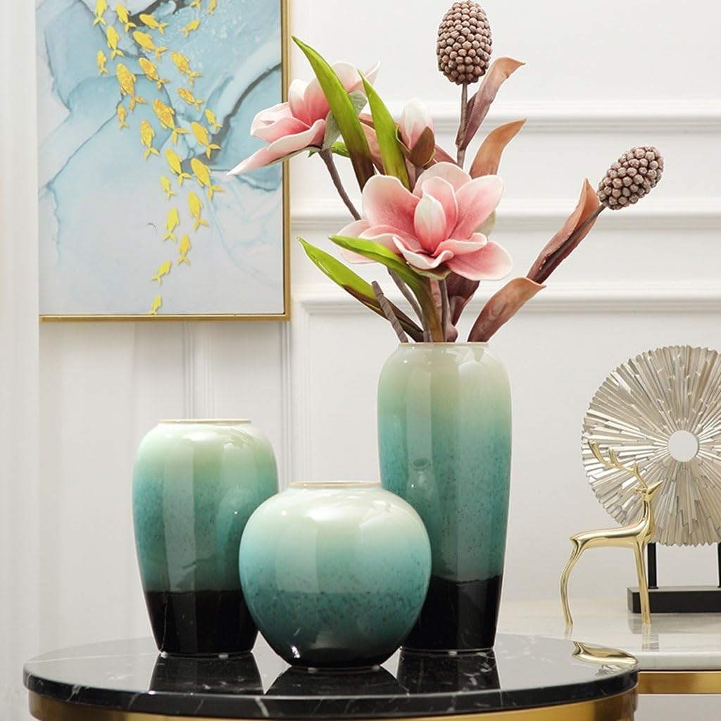 Accueil Vases Vase Vert en Porcelaine, décoration de Fleurs céramique, Moderne et Simple, Bureau, Arrangement séchées Décor intérieur