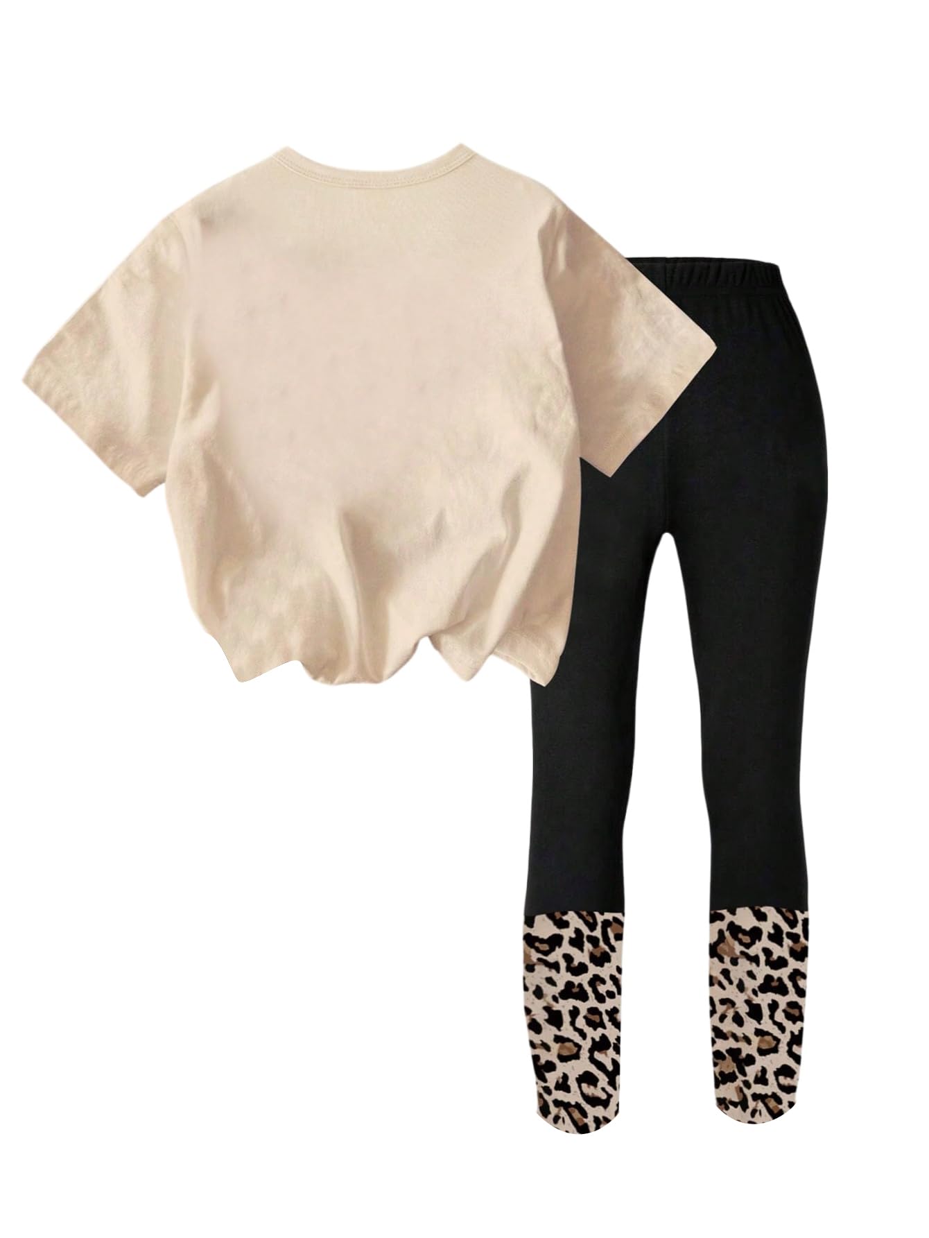 SweatyRocks Mädchen Zweiteiler 8-12 Jahre Tshirt Und Leggings Sets 2 Teiler Leo Herbst Outfits Winter Leo Print Leggins Und Oberteile Teenager