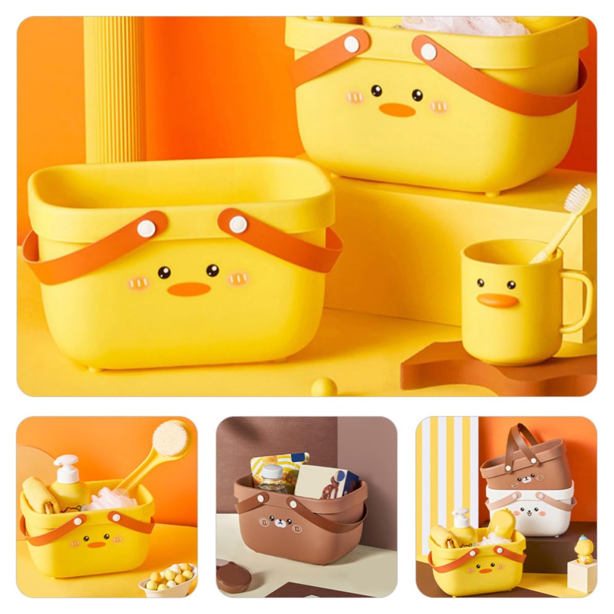 CRAFTHROU Cesta de Ducha Portátil de 3 Piezas para Baño con Gran Capacidad, Resistente al Desgarro y Material Pp, Adecuado para Organizar Suministros de Baño
