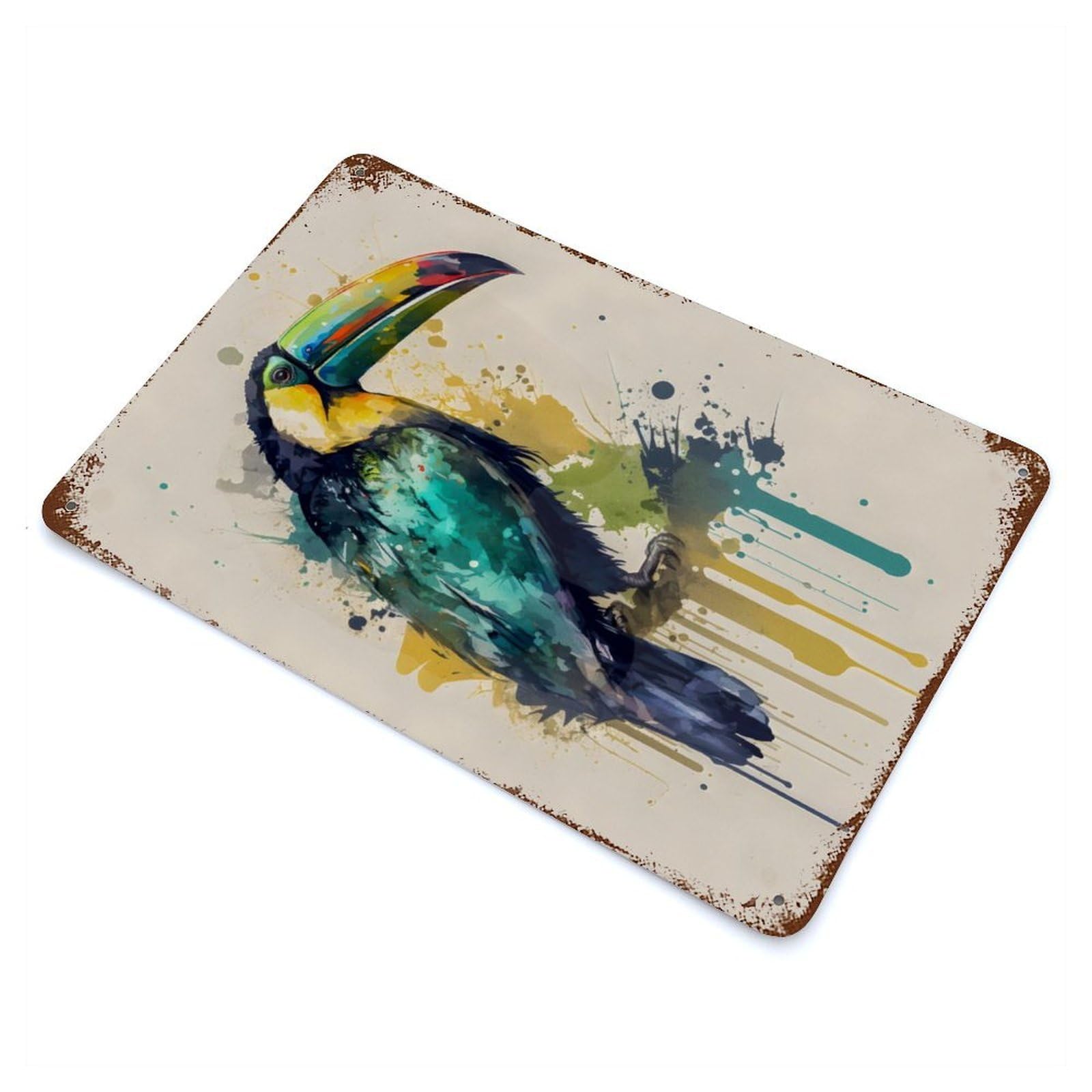 Toucan Keel Billed 11.8"x7.9" Decorative Tin Sign, Classic Wall Plaque for Cafe, Home Bar And Lounge Decor