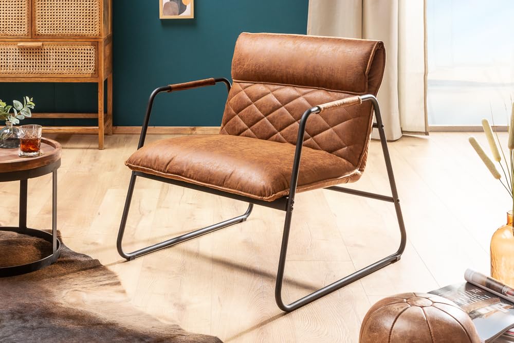 invicta INTERIOR Retro Lounge Sessel Mustang Lounger antik Hellbraun Esszimmersessel Stuhl Besucherstuhl