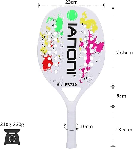 Miniatura 5 de IANONI Raqueta de tenis para playa con agarradera de fibra de carbono, con espuma de memoria.