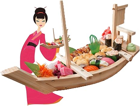 Amazon 寿司ボートの木 寿司船 日本料理 サービングトレイ プレート 料理 装飾 家 レストラン バー パーティー 食べ物 軽食 軽食 Natural 蒸し器 せいろ オンライン通販