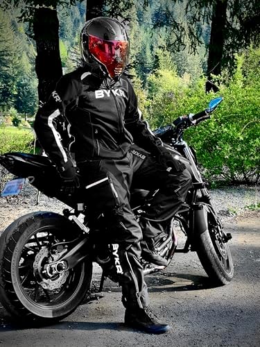 Motorcycle Pants for Men and Women Armored Cordura Overpants Enduro ATV Dual Sports Motocross Cargo Work Touring, Black, 40W x 30L