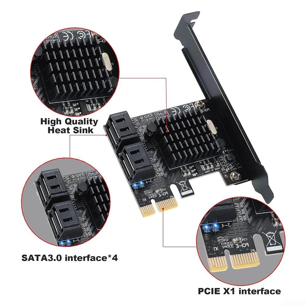 Pour pcie x1 pour carte contrôleur SATA 3.0 4 ports 6 Gbps pour