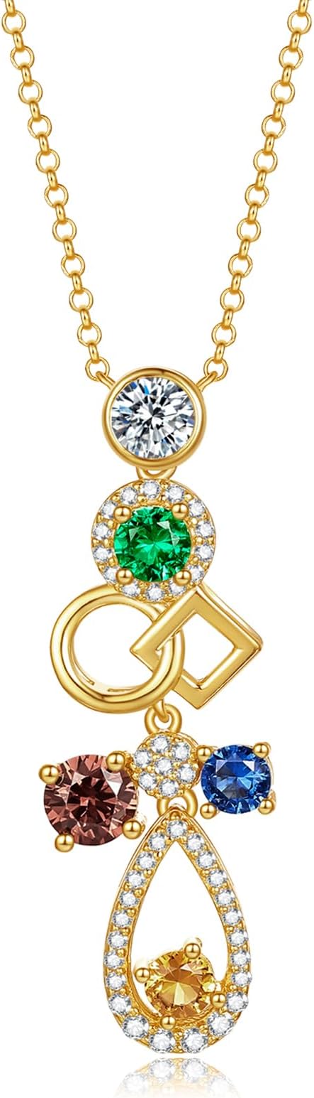 ZHOU LIU FUGold Necklaces for Women Jewelry Sterling Silver Pendant Necklace Diamond Crystal CZ colorful personalized vintage Chain Necklaces Gifts