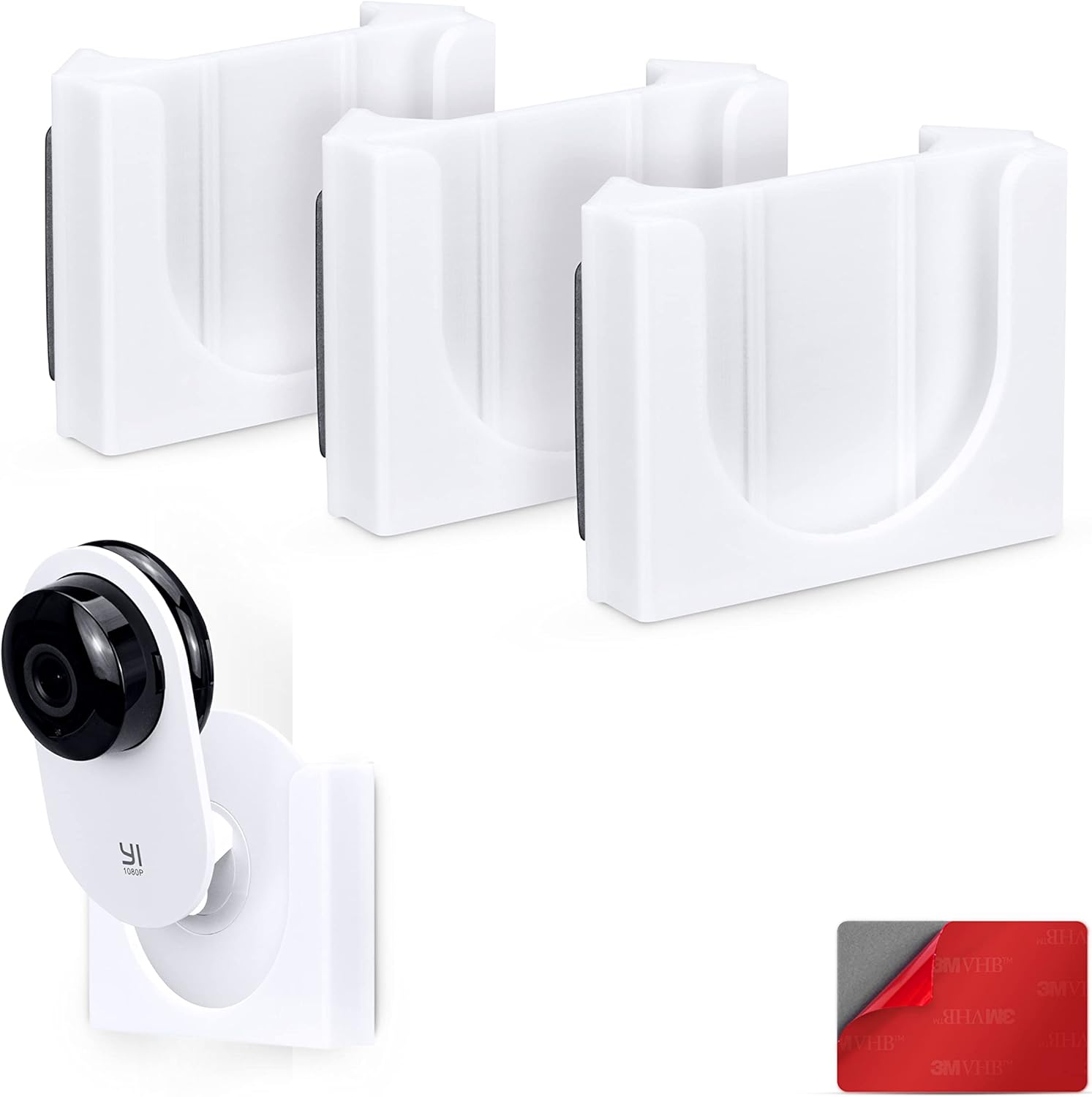 Corner Wall Mount for YI Home (3 Pack) Security Camera - Adhesive Holder, No Hassle Bracket, Strong 3M VHB Tape, No Screws, No Mess Install (White) by Brainwavz Corner Mount - Yi Home - 3 Pack