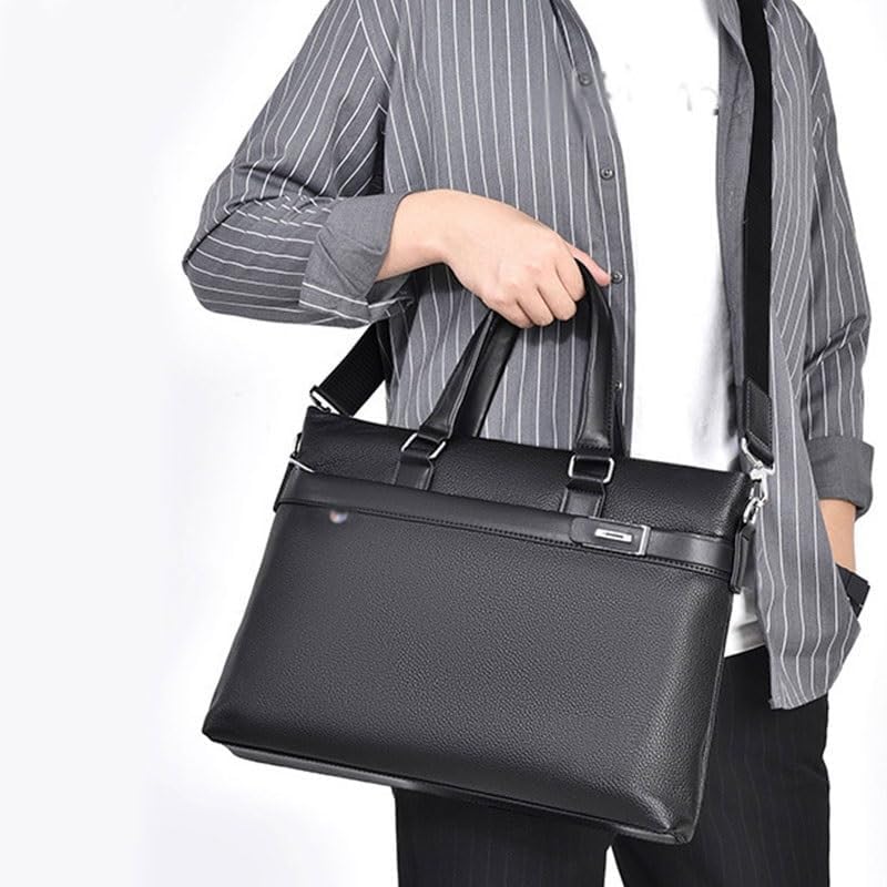 First Layer Cowhide Briefcase Genuine Leather Men's Computer Handbag Large Capacity File Crossbody Bag