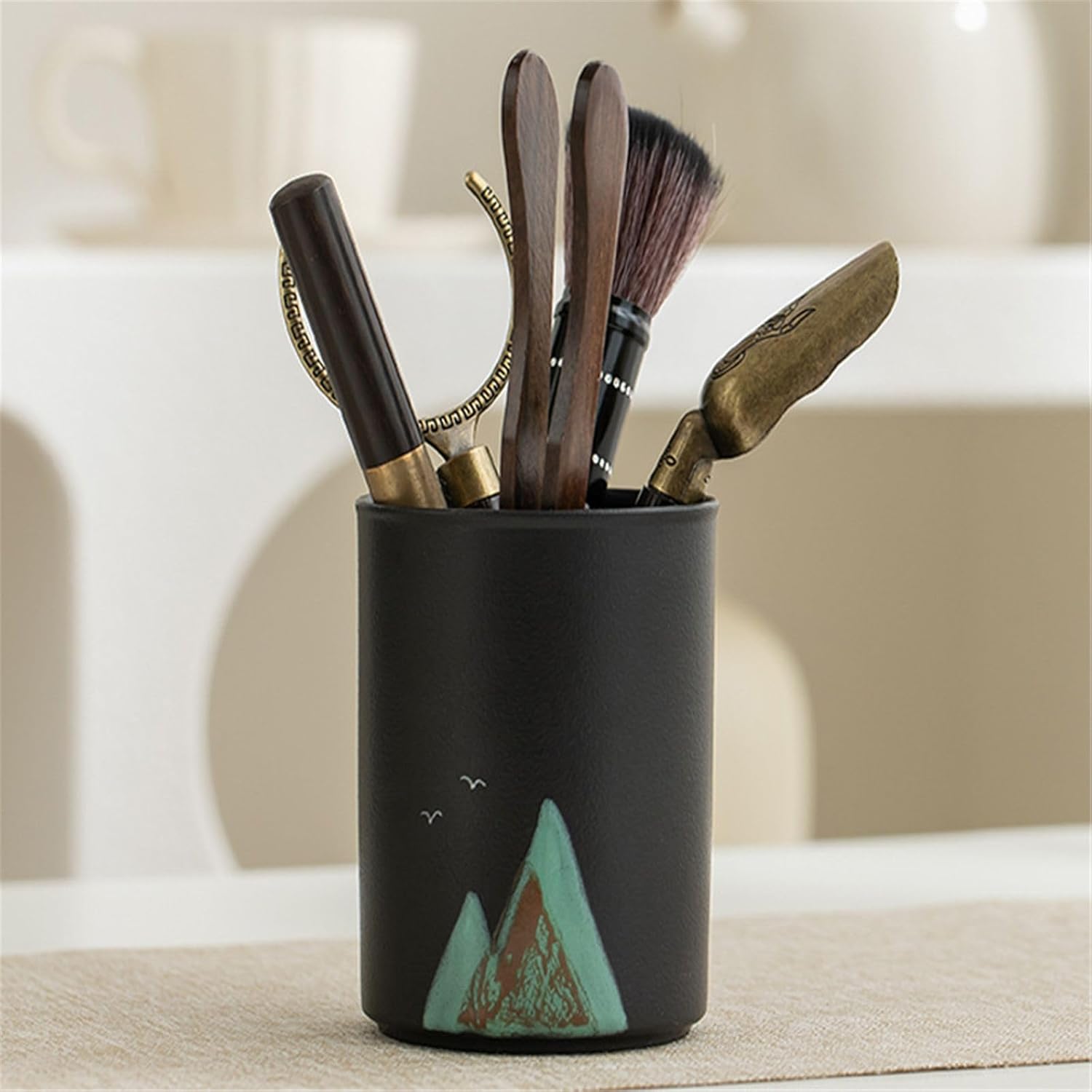 Black sandalwood tea ceremony accessories set tea clip tea knife spoon pot pen kung fu tea set tea making tool-Color4