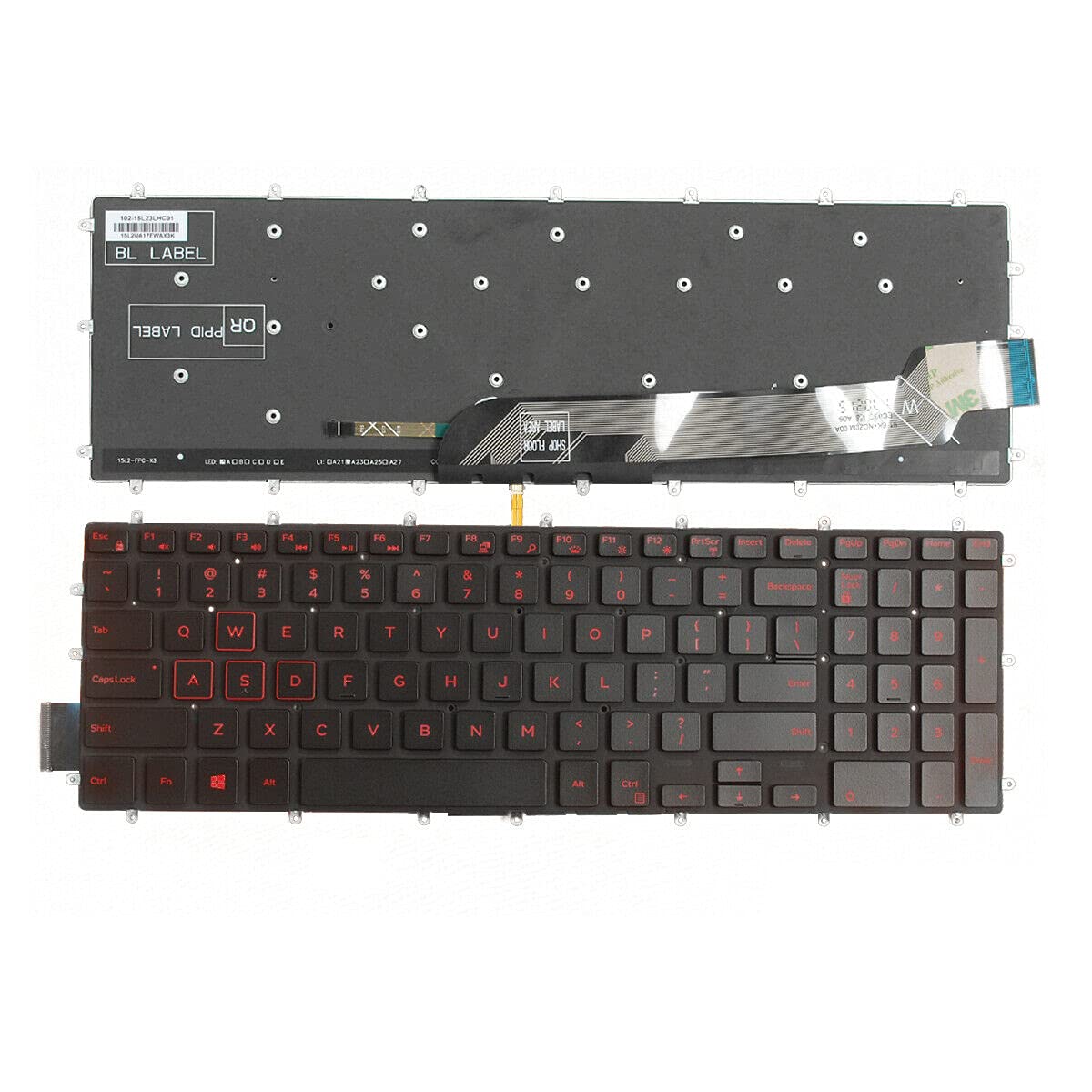 Replacement Laptop English Red Backlit Keyboard Without Frame for Dell Inspiron 15 Gaming 7566 7567 5565 5570 5575 7570 7577 3R0JR 03R0JR M16NXC-UBSQ