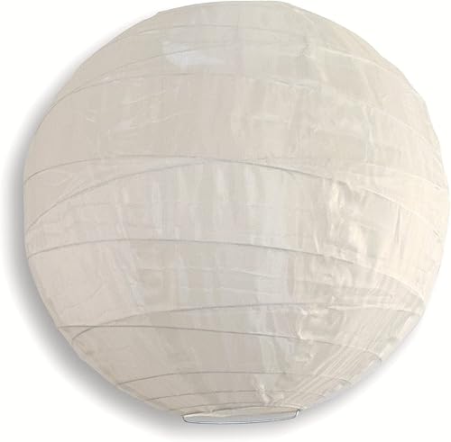 PaperLanternStore.com - Linterna de nailon acanalada irregular de 20 pulgadas, color beigemarfil, decoración colgante, duradera