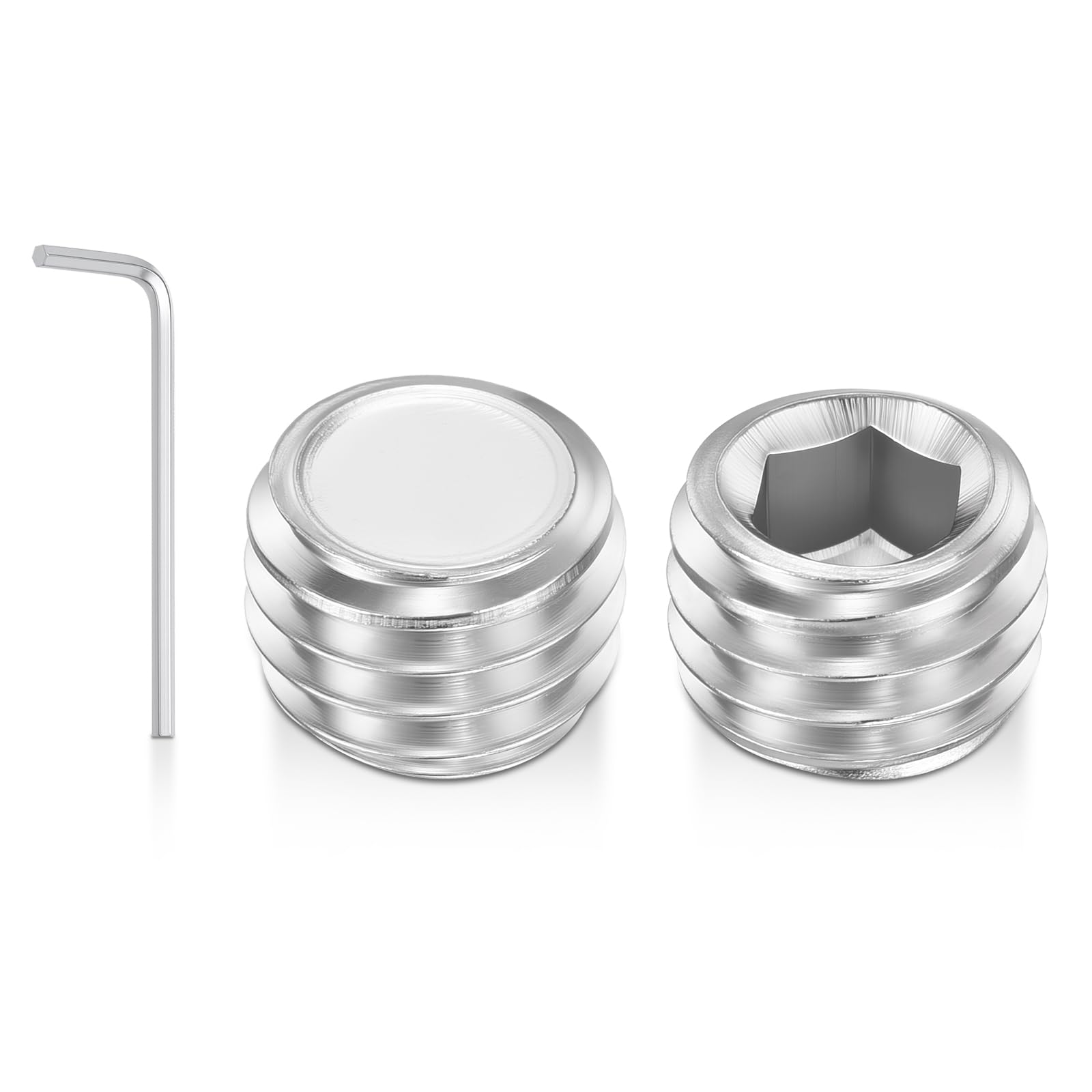 Kozelo 10pcs Flat Hex Socket Set Screws - [M10-1.5x8mm] 18-8 Stainless Steel Headless Cup Point Allen Head Grub Set Screw with Wrench for Door Handles, Bathroom Fixture & Towel Rack
