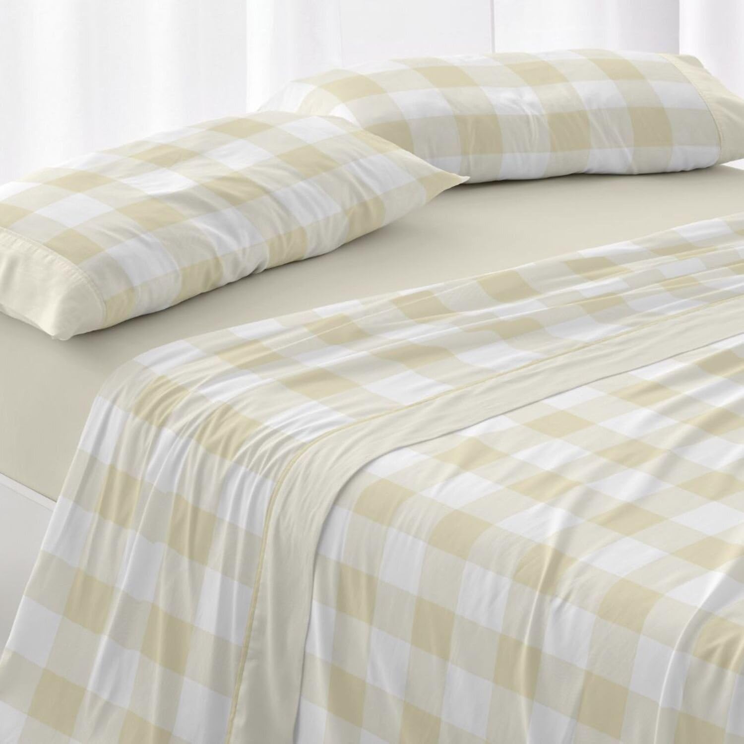 Burrito Blanco Juego de Sábanas 50% Algodón 50% Poliéster Cama 135 Mostaza