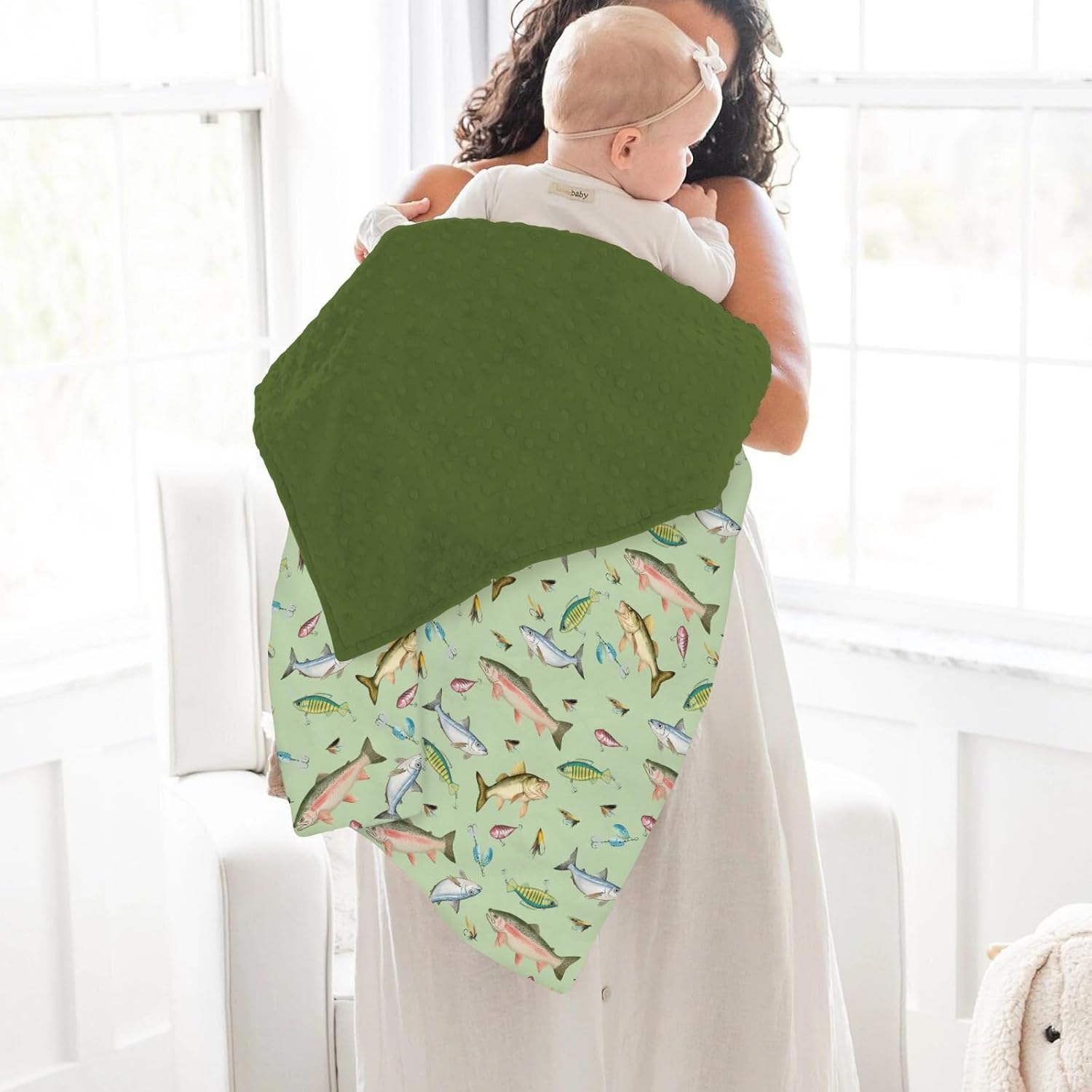 Fishing Baby Blankets for Girl Boy Freshwater Fishes Lures Soft Mink with Dotted Backing Double Layer Swaddle Receiving Blanket for Toddler Lake Outdoors Fishing Lovers Gift Nursery Bed Blanket 30x40
