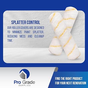 Pro Grade Paint Roller Covers, 9 Inch, 1/2 Inch Microfiber Nap, 5 Pack | For rough, smooth & semi-smooth surfaces | Walls & ceilings | Interior & exterior | Shed-resistant, lint-free