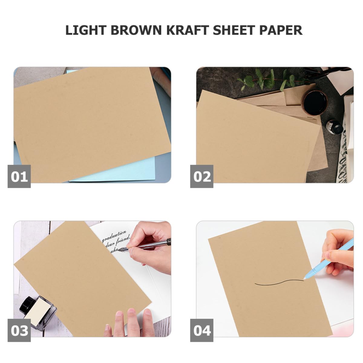 OATIPHO A4 Briefpapier aus Braunem Kraftpapier 160g 100 Blatt Vintage Schreibpapier für Vielseitige Nutzung und Handschriftliche Briefe