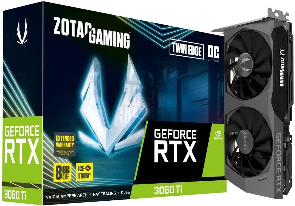 Zotac Graphics Card Nvidia GeForce RTX 3060 Ti Twin Edge OC LHR 8 GB Gaming GEFORCE Grey