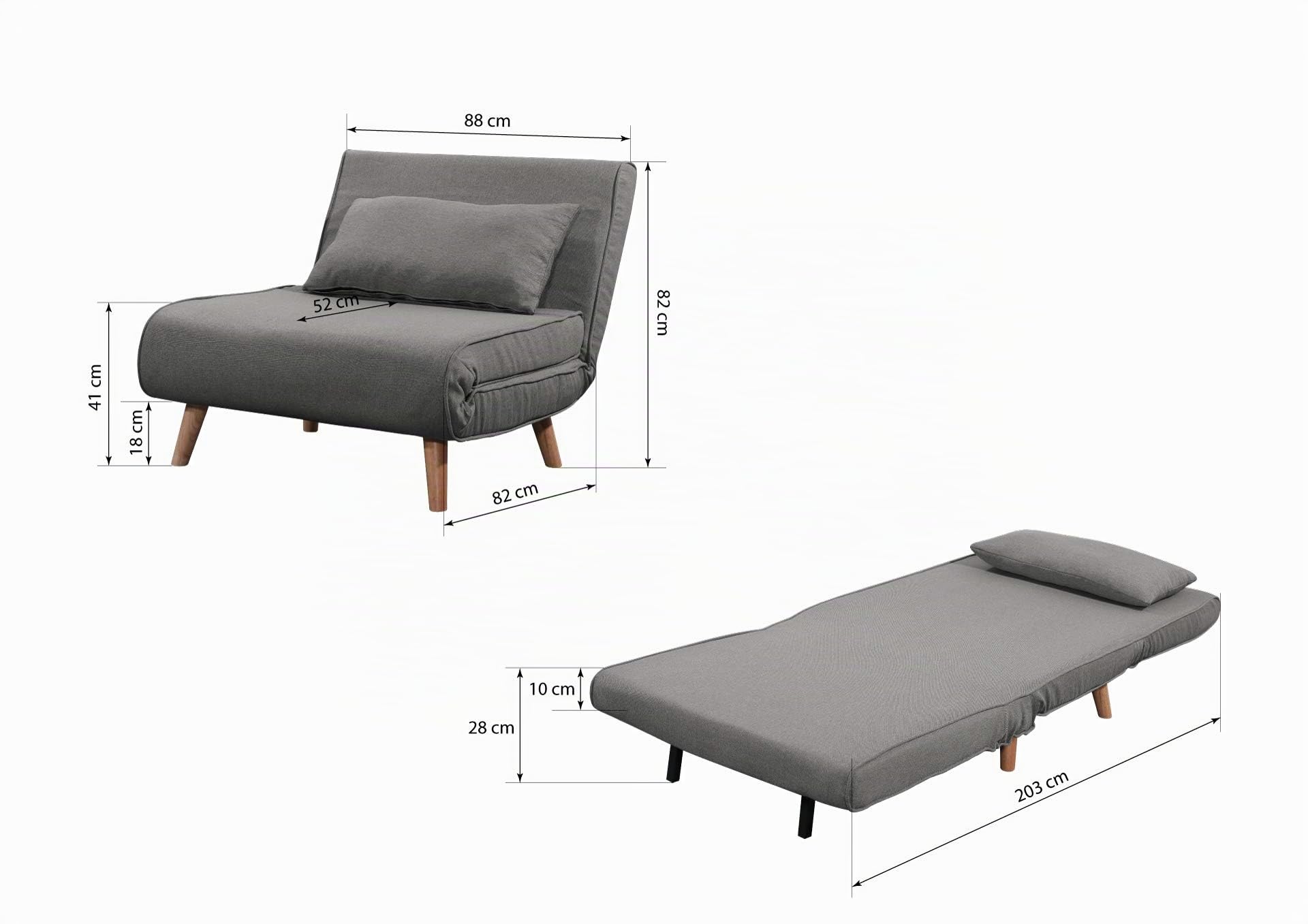 Suzanne Poltrona Letto (Grigio Scuro (28))