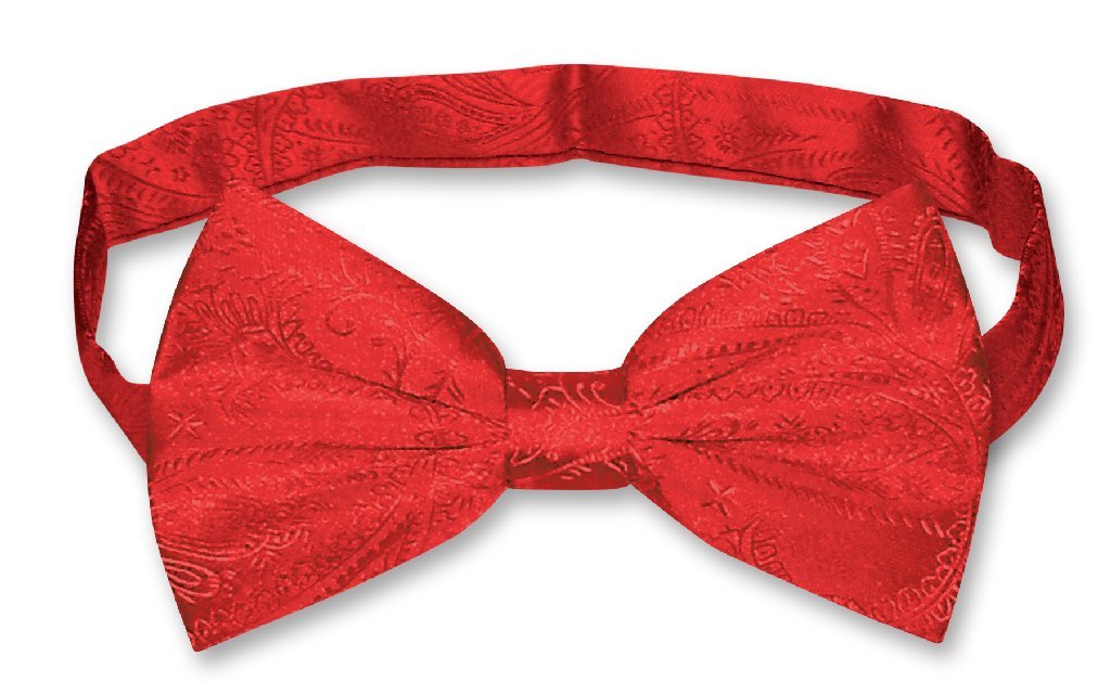 Vesuvio Napoli BOWTIE Red Paisley Color Men's Bow Tie for Tuxedo or Suit