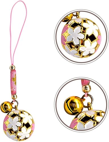 Miniatura 5 de Adorno de campana de flor de cerezo, cordón para llaves, decoración de Sakura, llavero para teléfono celular colgante para bolso