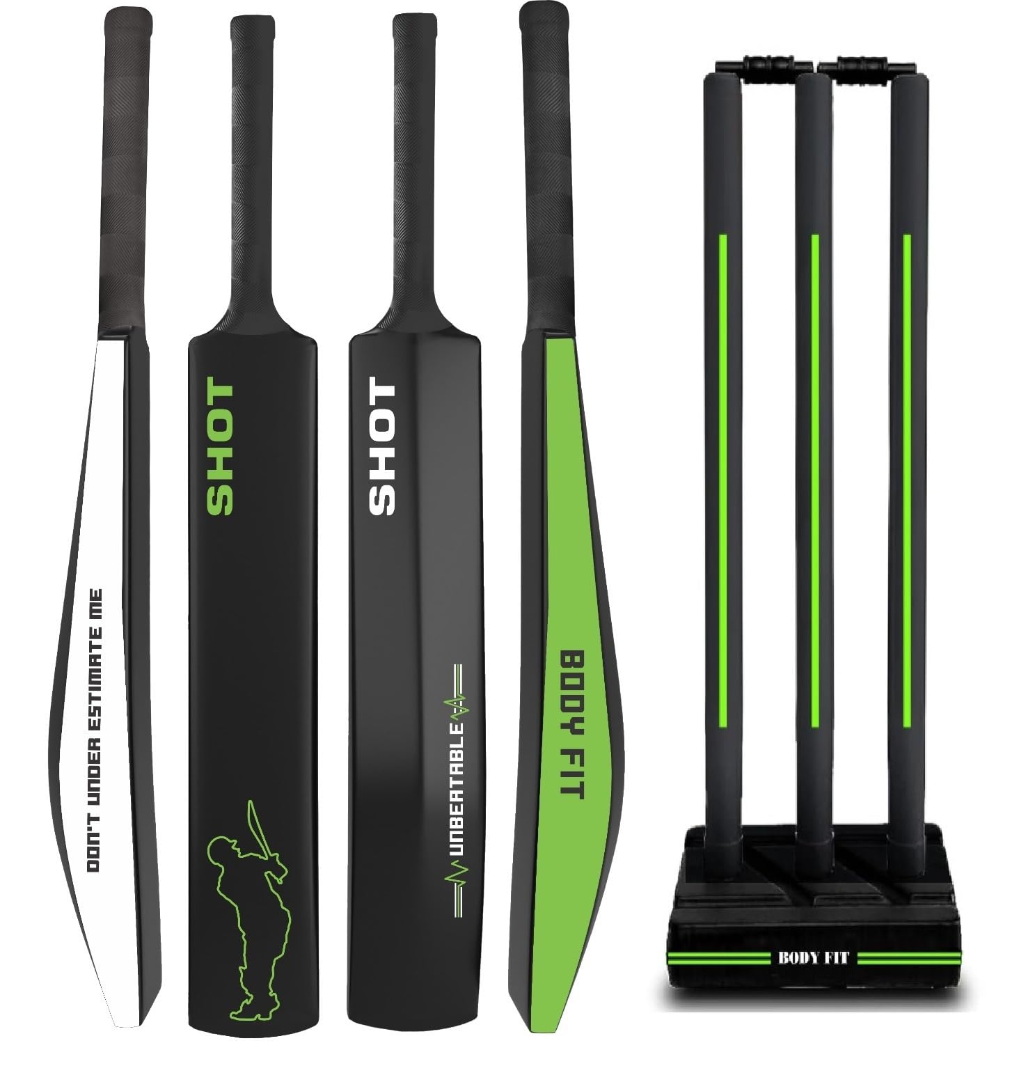 Bodyfit Shot Heavy Duty Plastic Premium Cricket Bat All Age Group | Lightweight| Full Size| | Hard Plastic Bat| Premium Black Cricket Wicket Set l 3 Stumps+2 Bails+1 Stand Set.-picture-16
