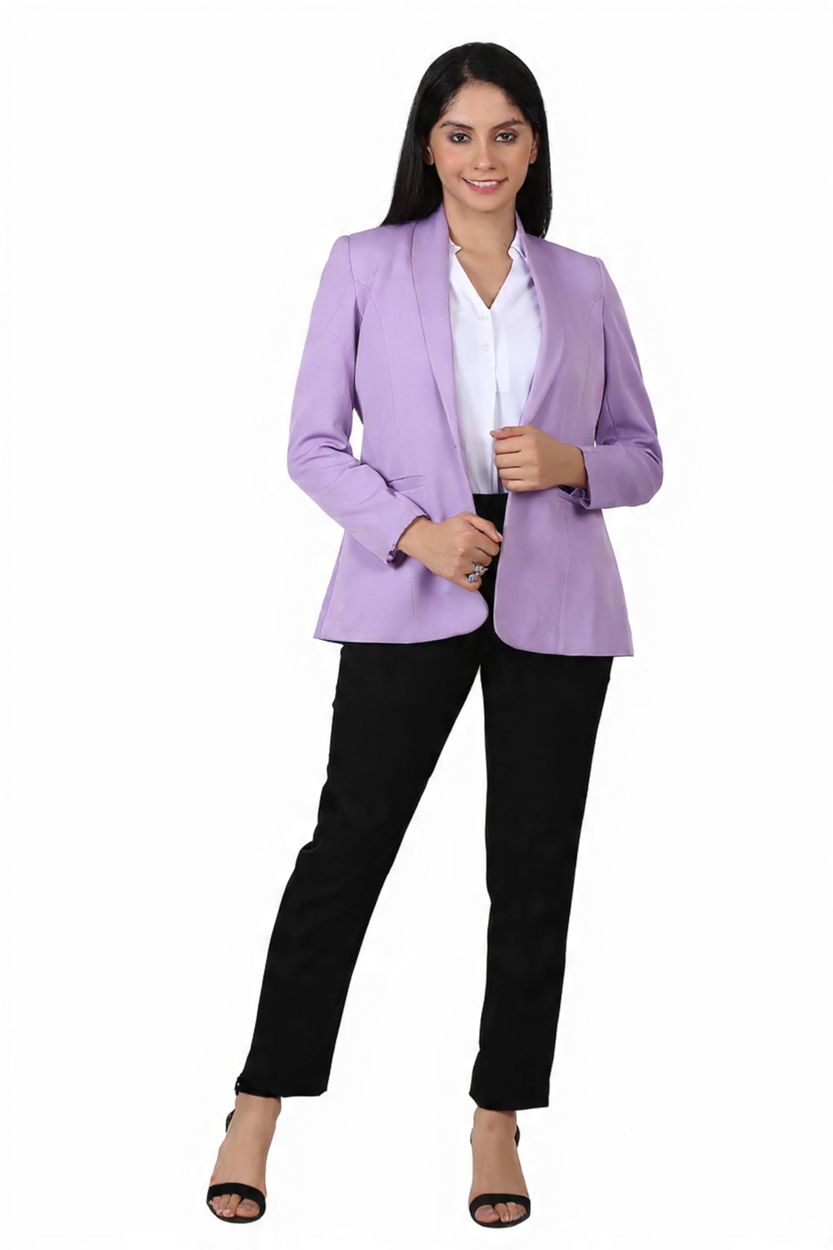 edenryd Professional Women's Blazer, Lavender, Single Button, Long Sleeve, Business Formal Wear-picture-39