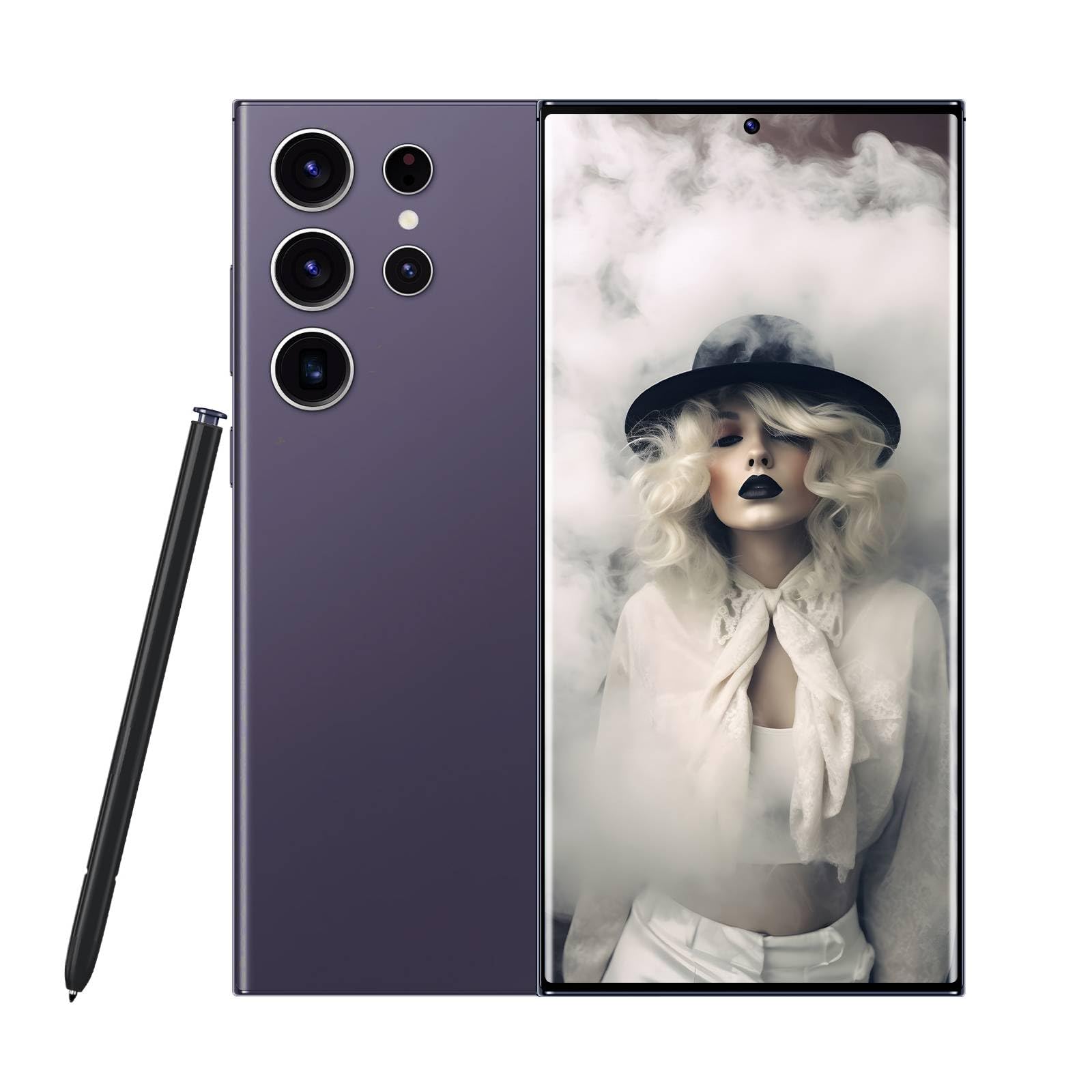 S24 Ultra Unlocked Phones 5G Cell Phone Android 14.0 8+256GB 6.8" HD Screen Dual SIM 108MP+48MP Camera 6800 mAh Built-in Pen (Purple)