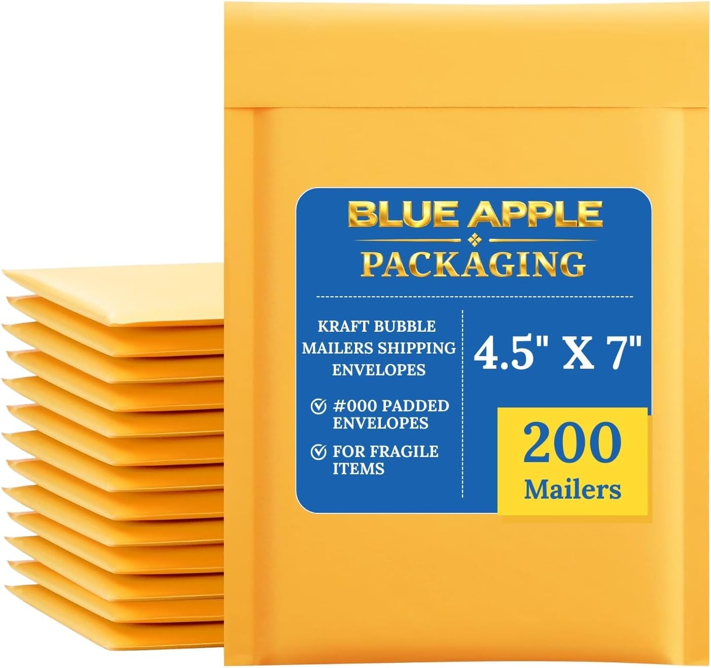 4.5" X 7" Kraft Bubble Mailers (Pack of 200) Shipping Envelopes with Self Seal Strip Tear-Resistant Padded Envelope For Fragile Small Items Jewelry Electronics Packaging