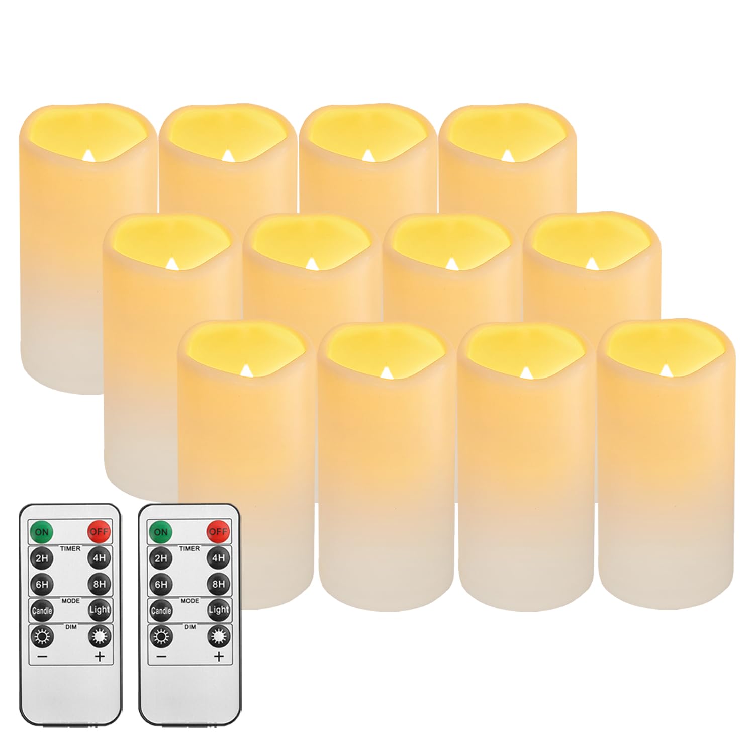 Outdoor Plastic flameless Candles with Remote Control and Timer,12PACK