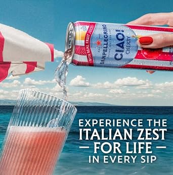 CIAO Cherry Sparkling Water, Low-Cal, 0g Added Sugar, 6-Cans