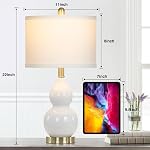 Double Gourd Ceramic Table Lamps Set of 2, Modern White Bedside Lamps for Night Stand, Contemporary Nightstand Lamps for Bedroom Living Room (Bulb Included)