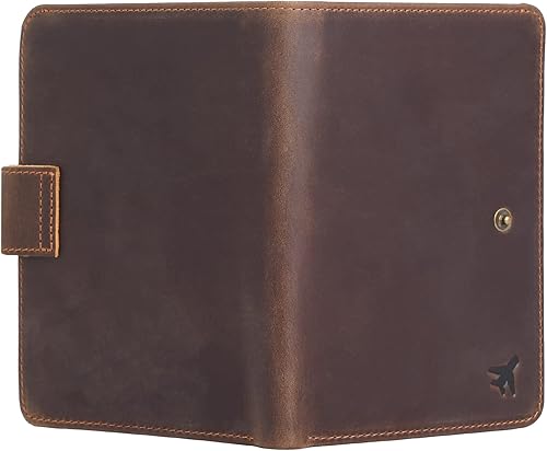 Miniatura 8 de Cartera de viaje de piel con bloqueo RFID de lujo Polare para pasaporte, para hombres y mujeres, Grande, Retro