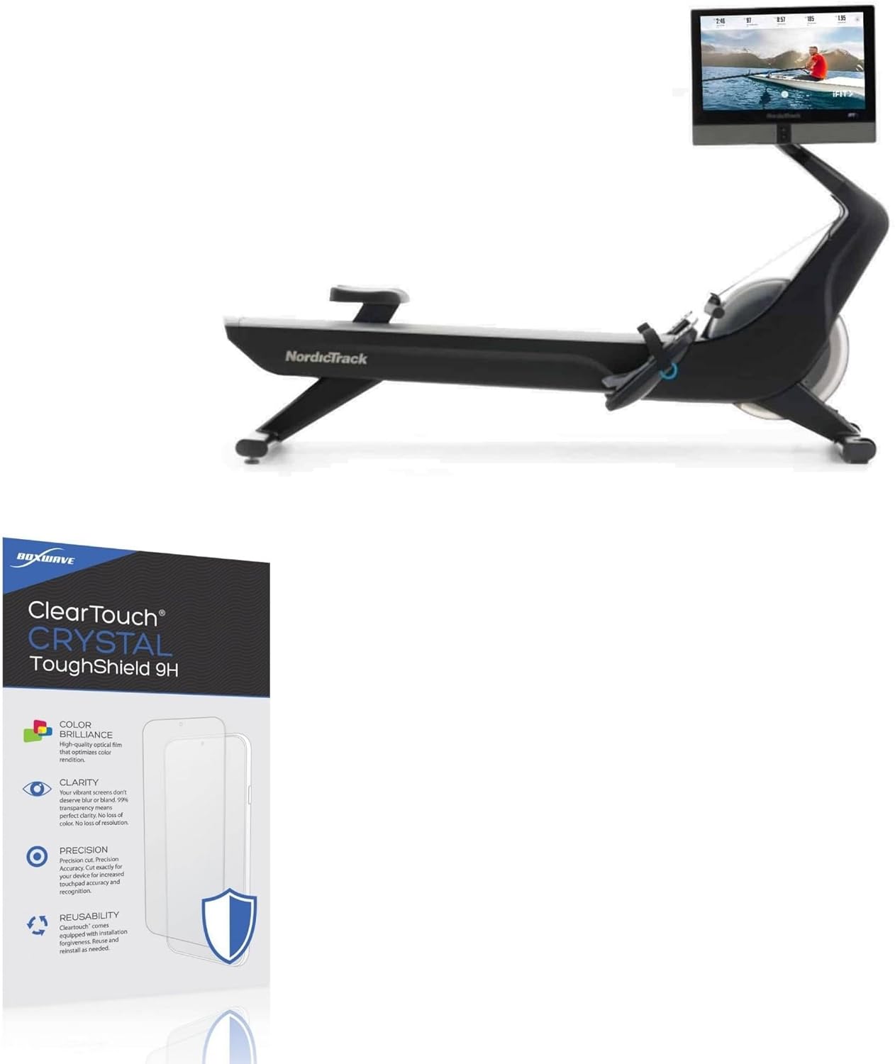 BoxWave Screen Protector Compatible with NordicTrack New RW900 Rower NTRW19425 – ClearTouch Crystal ToughShield 9H (2-Pack), Clear 9H Tough Flexible Film Screen Protector