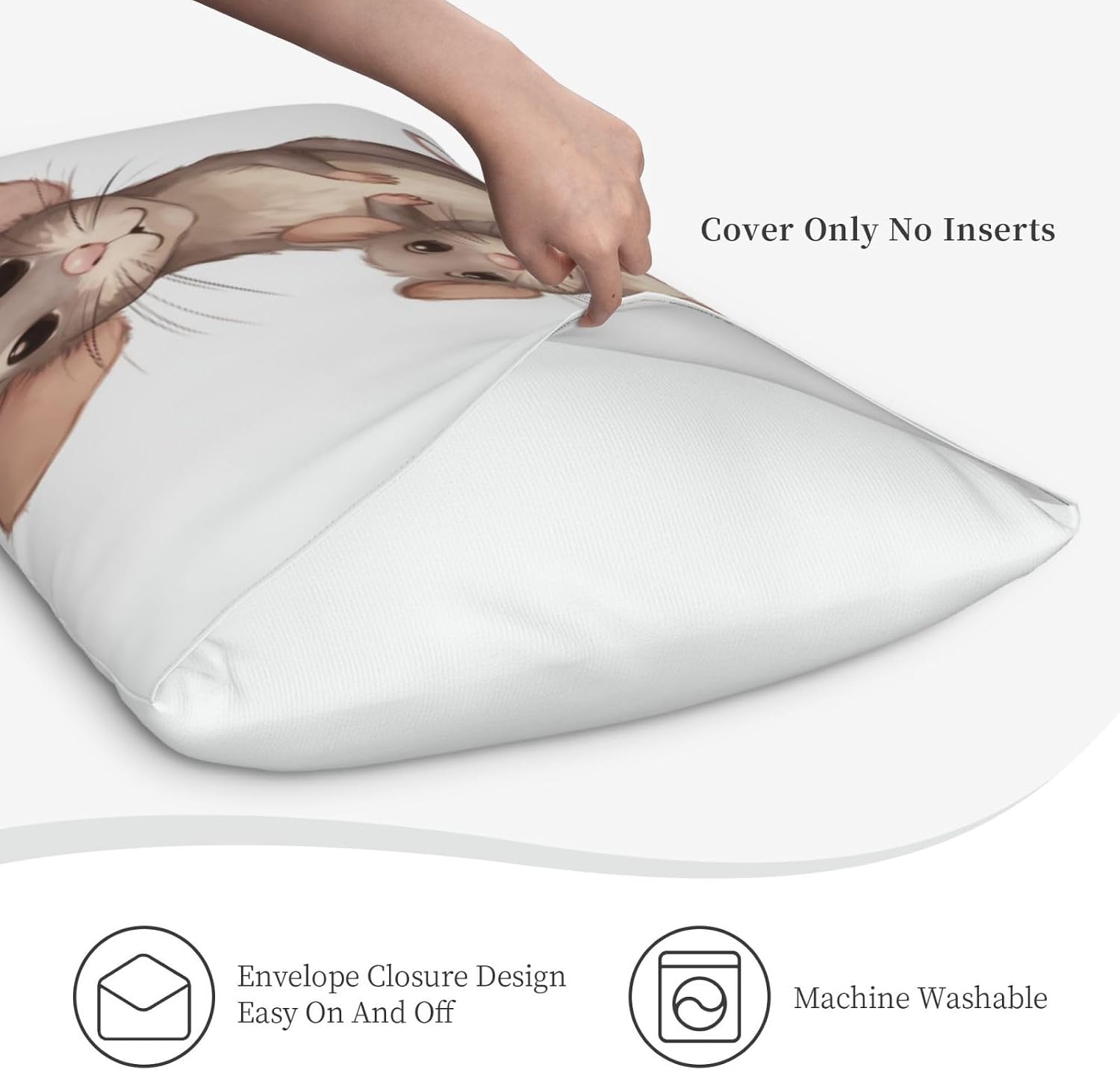 Pillowcases Set of 2, Mother and Child Rats Queen Pillow Cases for Hair and Skin, Super Soft Cozy Pillow Case Covers with Envelop Closure, 20x30 Inches Pillow Covers for Sleeping Gift