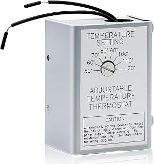 Attic Fan Temperature Controller - 120V Adjustable Thermostat Switch for Power Ventilators and Exhaust Fans, 10Amp 58033 Single Speed Precise Temperature Control, Upgrade Ventilation System