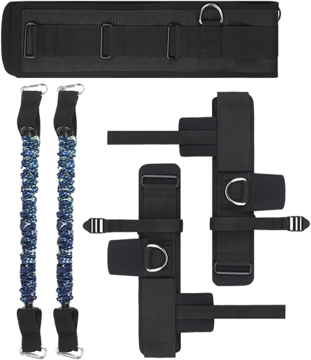 Resistance Bands Training Straps Set 100lb Blue Equipment Ankle and Waist Resistant Bands for Indoor Jumping and Leg Strength Exercises