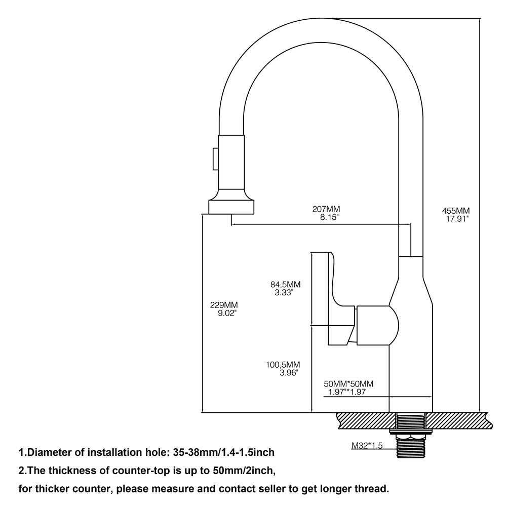 Buy Kitchen Sink Taps Brushed Nickel, Single Handle Solid Brass Monobloc Mixer Kitchen Tap with