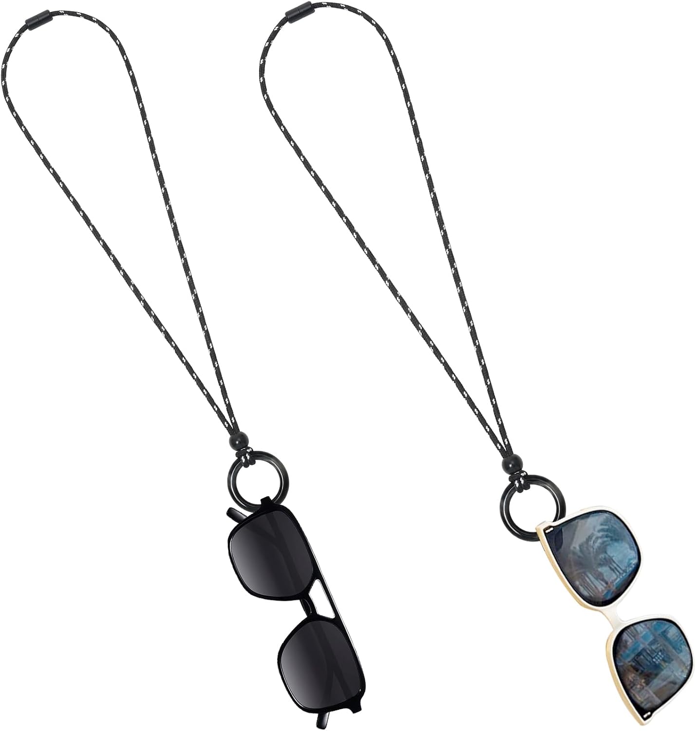 STBL Eyeglass Holder Necklace Ring Glasses Holder Strap Chain Loop Ring Reading Sunglasses Necklace for Women Men (Black)