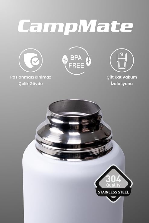 Cooker 750 ml Paslanmaz Çelik Çift Kat Termos, Beyaz, 24 Saat Sıcak 48 Saat Soğuk