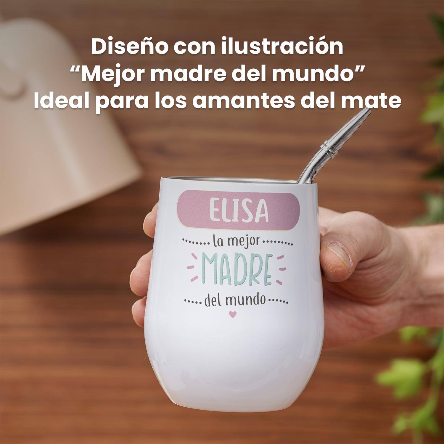 Regalo Original - Mate Personalizado con Foto - Acero Inoxidable 250ml - Doble Pared Térmica - Con Bombilla y Cepillo - Ideal para Regalos Especiales