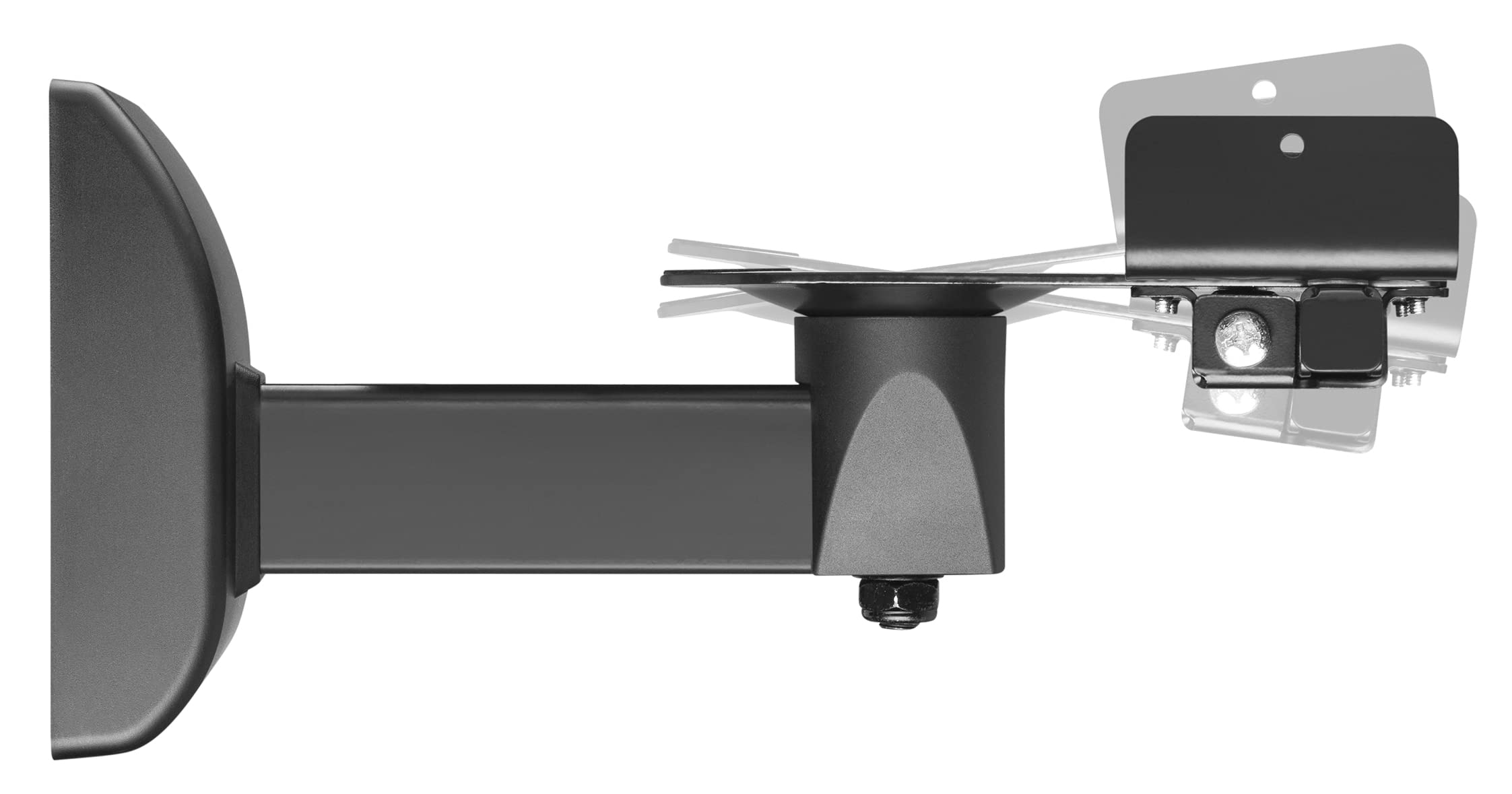 Soporte de pared para altavoz, universal, para estanterías, 2 unidades, soporta 15 kg, sin herramientas, giratorio, inclinación, montaje en pared, tacos de pared, color negro