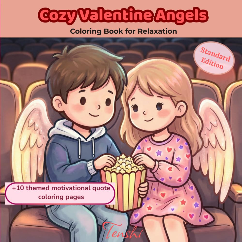 Cozy Valentine Angels: Cute and calming angel coloring book for love, relaxation and peaceful self-care moments (Cozy Angels Coloring Book Series)