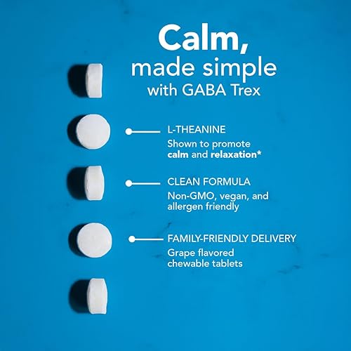 Miniatura 3 de NeuroScience GABA Trex - Tabletas masticables de suplemento de teanina L para ayudar a reducir el estrés y apoyar la relajación, L teanina para