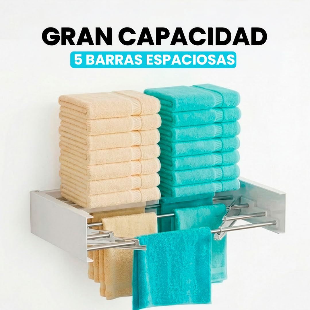 Marctani Tendedero Extensible Pared Ahorra Espacio - Tendederos Plegables ANTIOXIDANTES Interior o Exterior - Tendal Plegable Resistente 24 Pinzas - Tenderete de Ropa (Blanco, 120 CM)